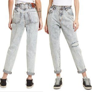 ONE TEASPOON Pioneer JEANS Size 26 High Waist Ripped Nonstretch Acid-washed NEW